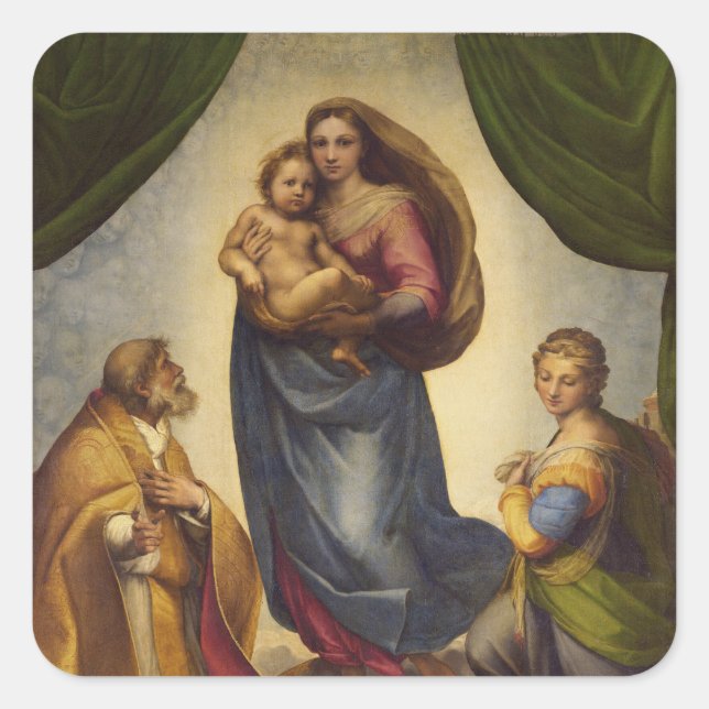 Sticker Carré Sistine Madonna par Rapahel (Devant)
