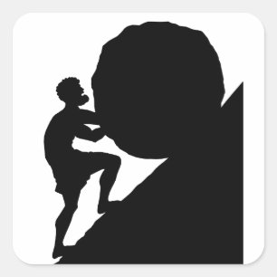 Sticker Carré Sisyphe et Rocher, Mythologie Grecque
