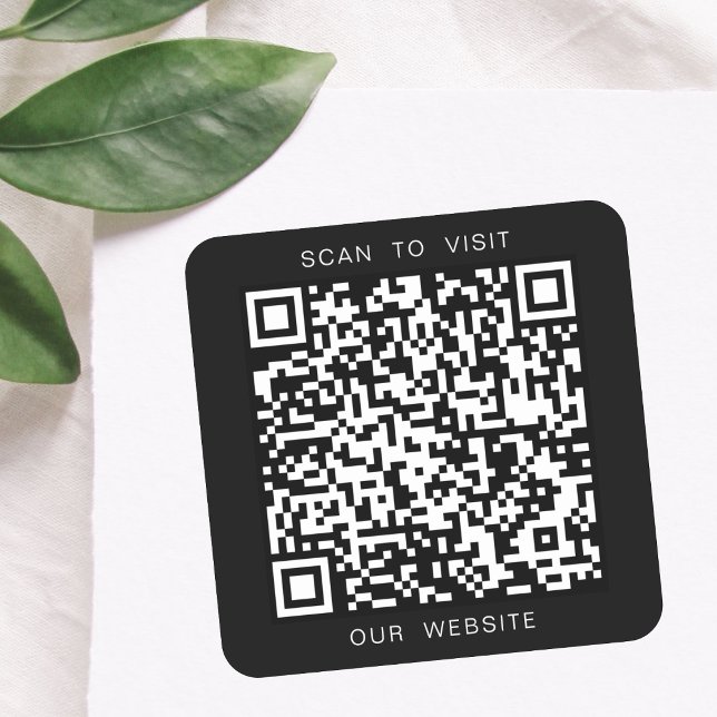 Sticker Carré Site Web d'entreprise de code QR personnalisé noir (Créateur téléchargé)