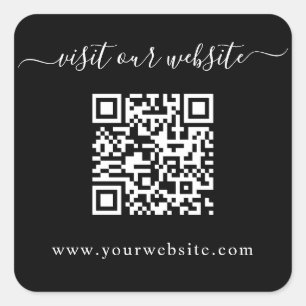 Sticker Carré Site Web Mariage de code QR noir