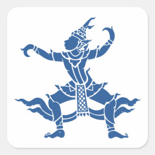 Sticker Carré SIX Danseuse thaïlandaise ⚠ Thaïlande ⚠