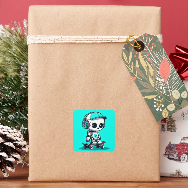 Sticker Carré Skate SkullBot (vacances)