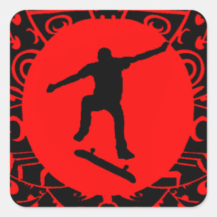 STICKER CARRÉ SKATE SUR ROUGE