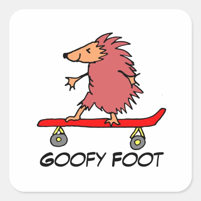 Sticker Carré Skateboard Hedgehog Goofy Pied (Devant)