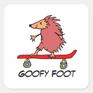 Sticker Carré Skateboard Hedgehog Goofy Pied