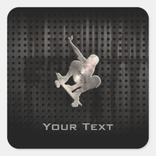 Sticker Carré Skateboard ; Noir Cool