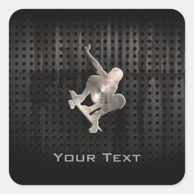 Sticker Carré Skateboard ; Noir Cool (Devant)