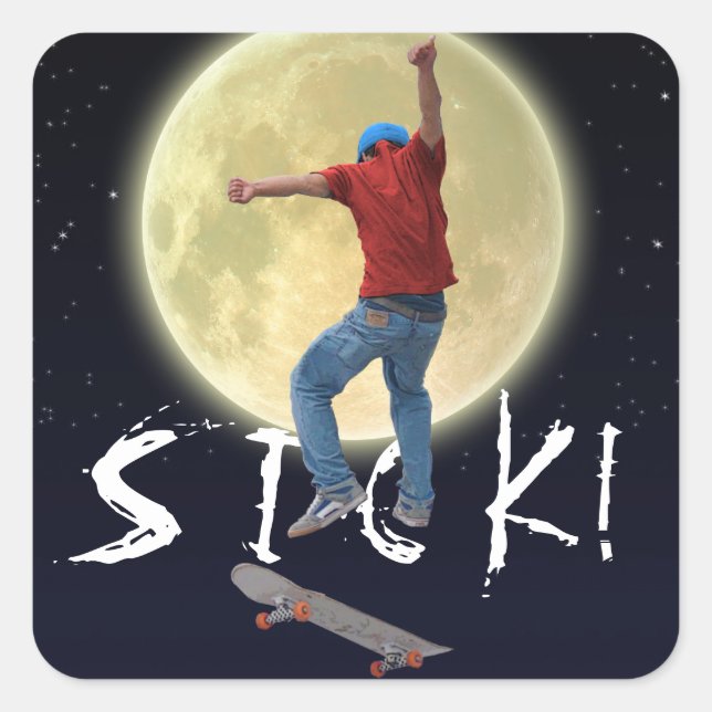 Sticker Carré Skateboarder obtenir quelques Air Action Street Ku (Devant)