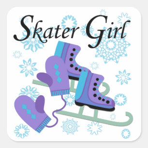 Sticker Carré Skater Girl