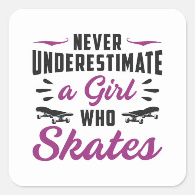 Sticker Carré Skater Girl Girl Patinage Skateboard Drôle cadeau (Devant)