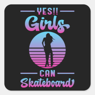 Sticker Carré Skater Girl Sk8 Girl Skateboard Skateboard Idée ca