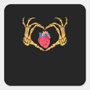 Sticker Carré Skeleton Anatomie du coeur de la main Cardiac Cvic
