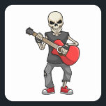 Sticker Carré Skeleton at Music with Guitar<br><div class="desc">This design is the perfect gift for a birthday,  Christmas and other celebrations. It is suitable for women,  men and kids.</div>