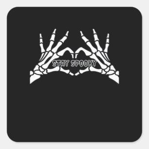 Sticker Carré Skeleton Coeur Et Mains Design Classique