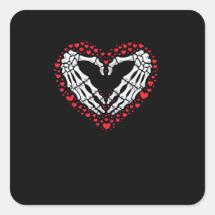 Sticker Carré Skeleton Coeur main Valentines Jour Drôle Couple C