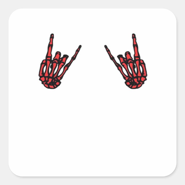 Sticker Carré Skeleton Hand Heart Roll & Red Classic (Devant)