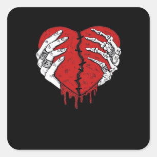 Sticker Carré Skeleton Hands Hearts Classic Trending