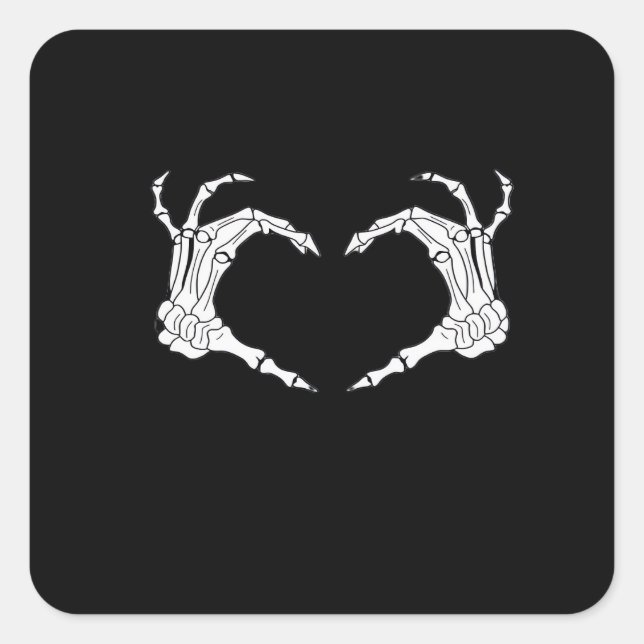 Sticker Carré Skeleton Heart Hands Classic (Devant)