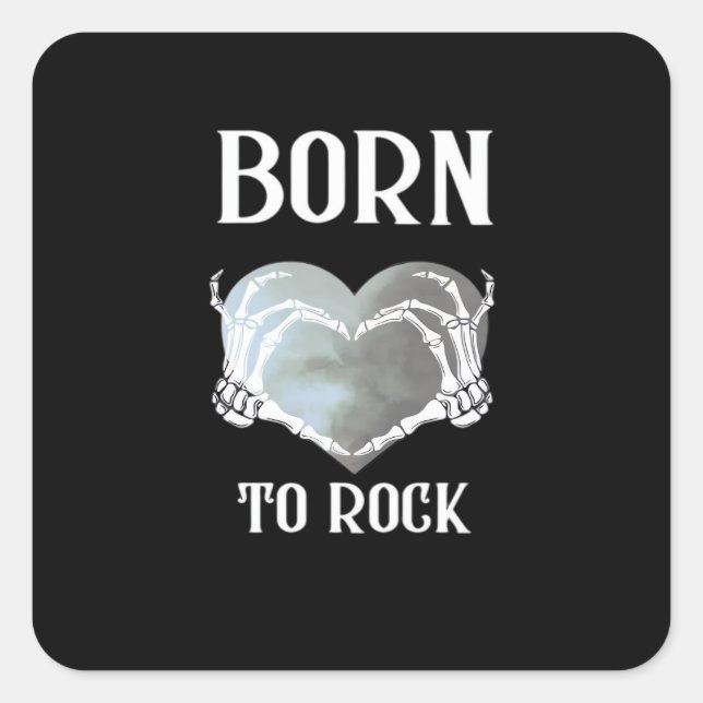 Sticker Carré Skeleton Mains Grey Heart Graphic Pour Classique (Devant)