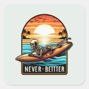 Sticker Carré Skeleton Summer Vibes - Jamais mieux