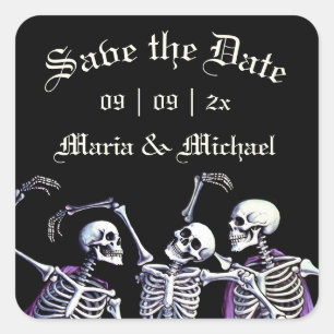 Sticker Carré Skeletons de danse gothique violet Enregistrer la