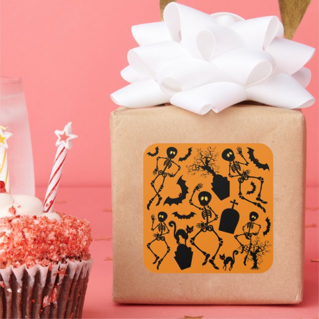 Sticker Carré Skeletons d'Halloween Macabre Dance (Fête)