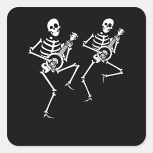 Sticker Carré Skeletons jouant Banjos Bluegrass Folk Music