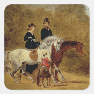 Sticker Carré Sketch of Queen Victoria, Le Prince Consort & Hrh