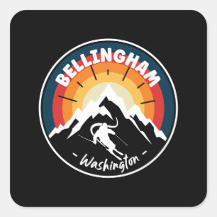 Sticker Carré Ski À Bellingham Washington Vintage