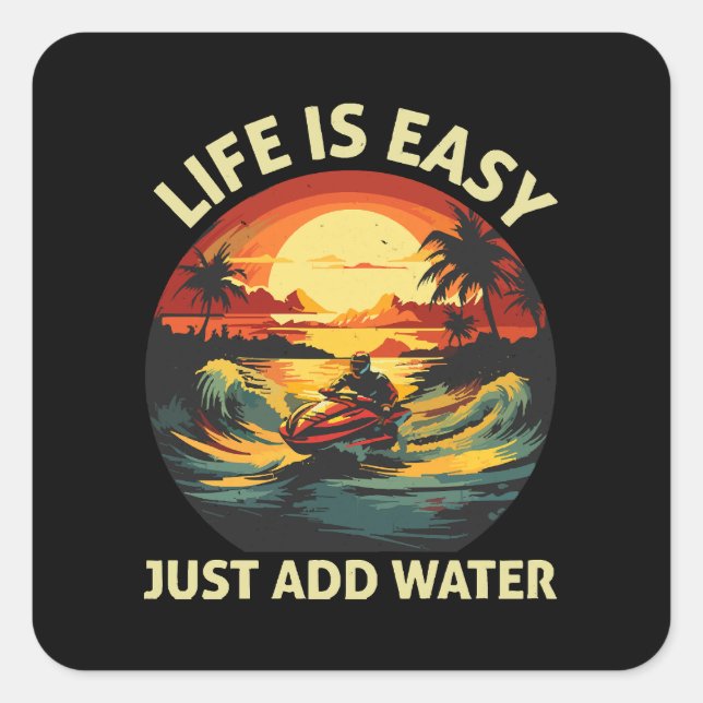 Sticker Carré Ski à jet classique (Devant)