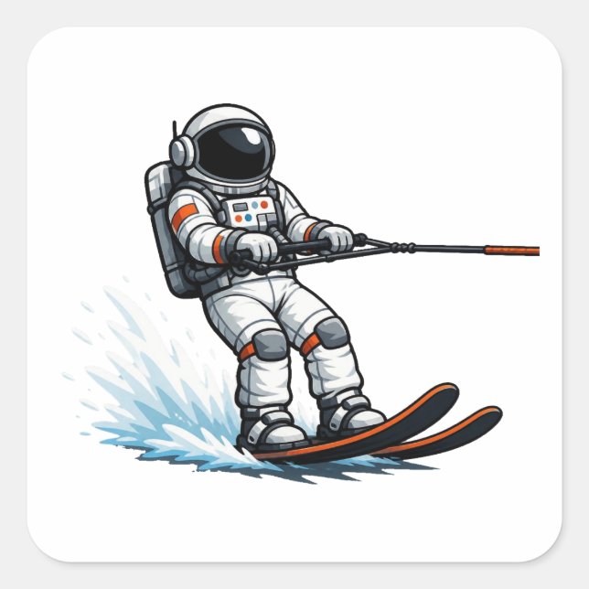 Sticker Carré Ski aquatique d'astronaute (Devant)