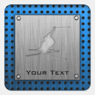 Sticker Carré Ski balayé de neige de Métal-regard