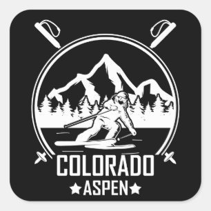 Sticker Carré Ski d'Aspen Colorado