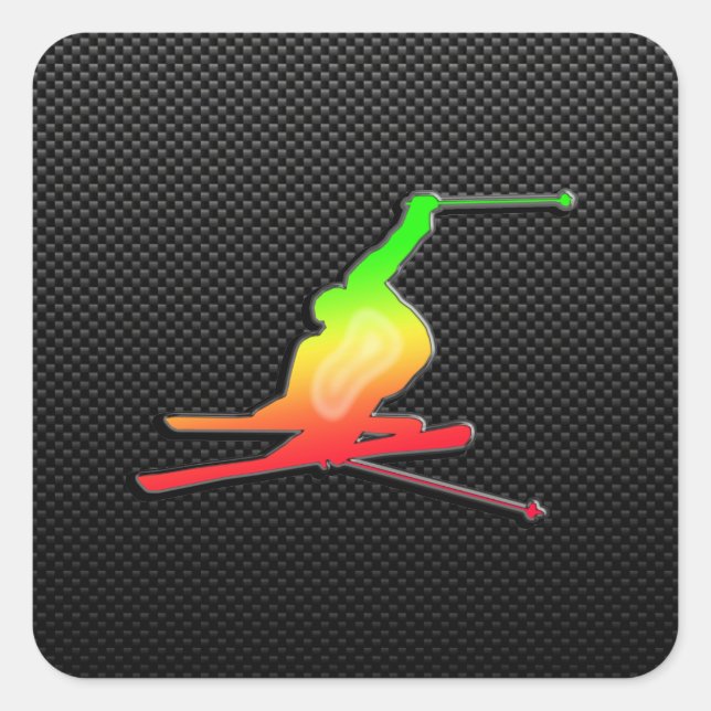 Sticker Carré Ski De Neige Élégant (Devant)