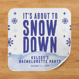 Sticker Carré Ski d'hiver Snow Snowflake Bachelorette