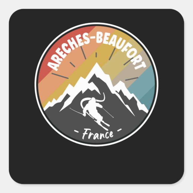Sticker Carré Ski En France Areches-Beaufort (Devant)