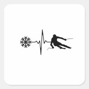 Sticker Carré Ski - Ski Heartbeat