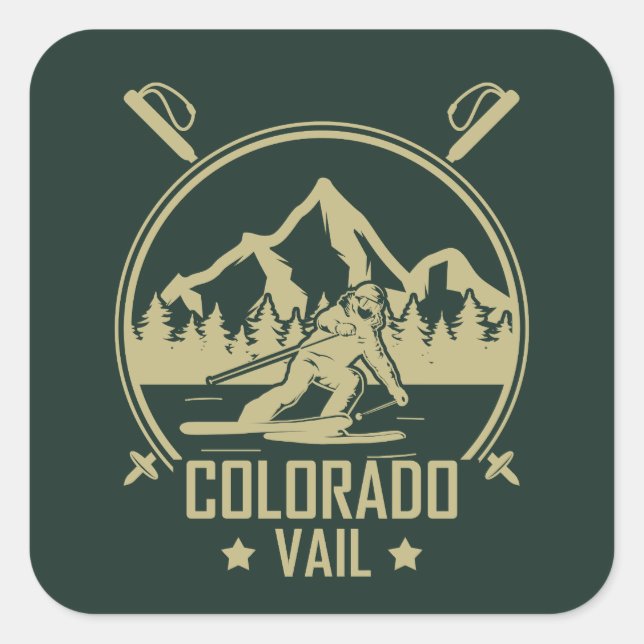 Sticker Carré Ski Vail Colorado (Devant)