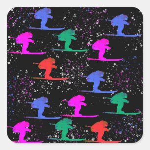 STICKER CARRÉ SKIEUR D'HIVER