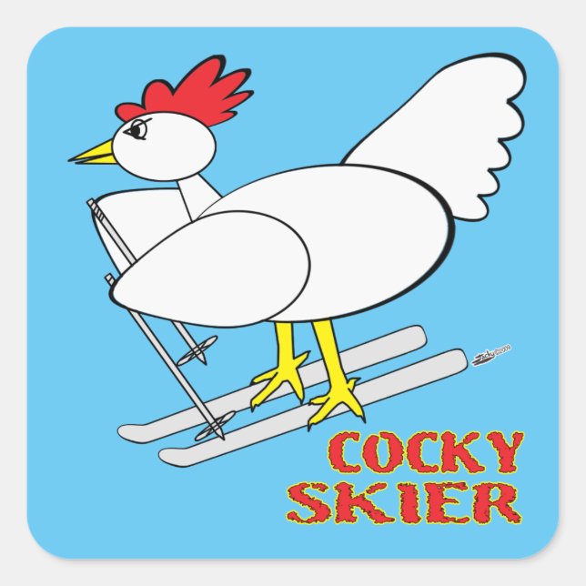 Sticker Carré Skis cocheux (Devant)