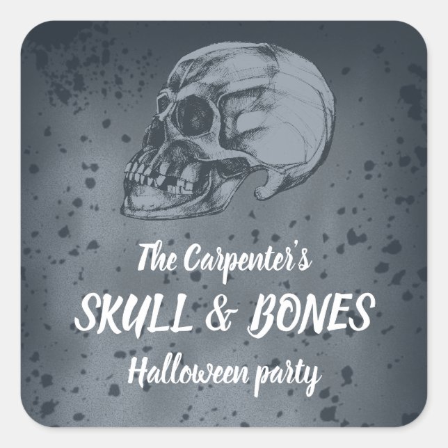 Sticker Carré Skull & Bones Halloween (Devant)