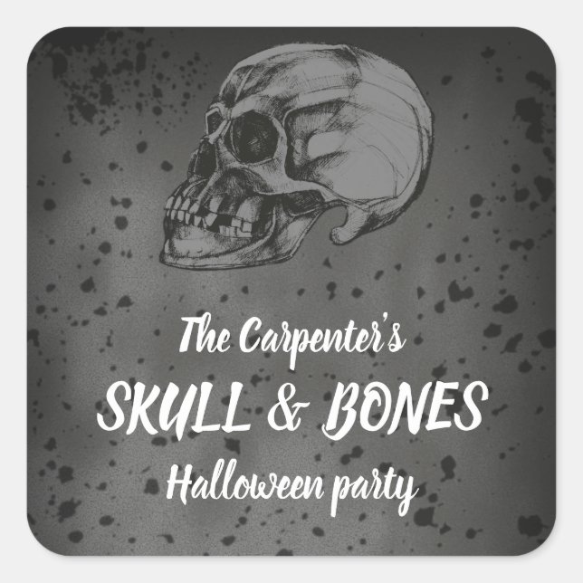 Sticker Carré Skull & Bones Halloween (Devant)
