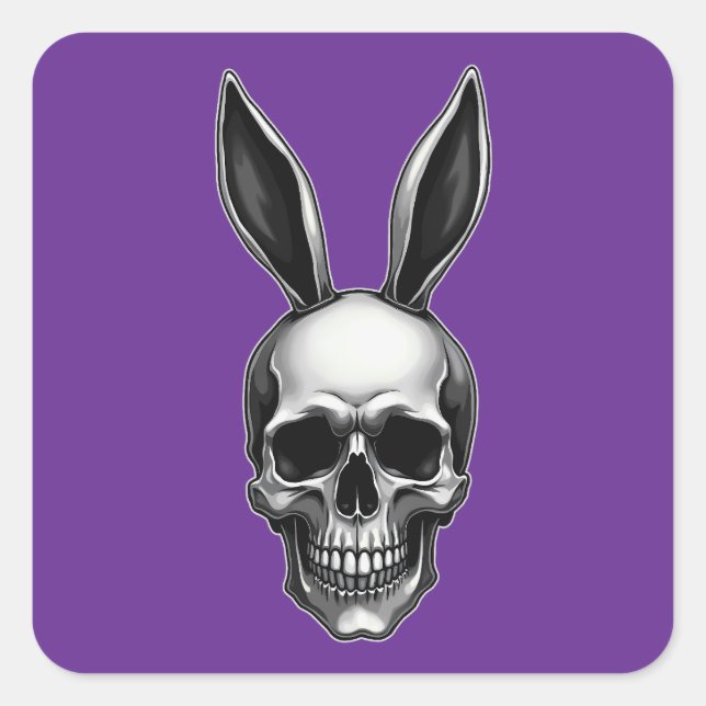 Sticker Carré Skull Bunny – Dark Gothic Easter - Autocolante (Devant)