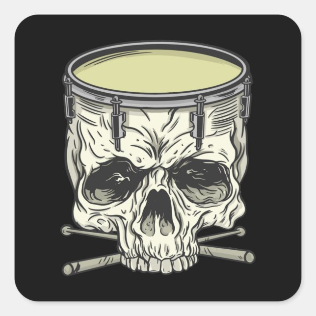 STICKER CARRÉ SKULL DRUM (Devant)