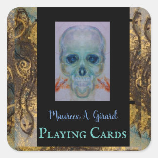 Sticker Carré Skull Skeleton Halloween Debout Maureen Girard Pla
