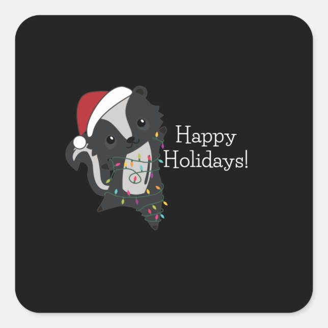 Sticker Carré Skunk Christmas (Devant)