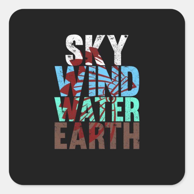 Sticker Carré Sky Wind Water Earth Native American Day Support (Devant)