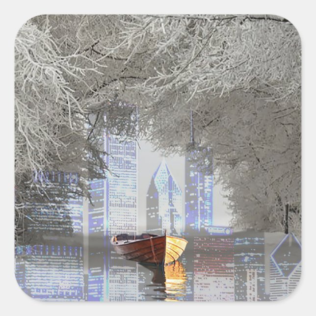 Sticker Carré Skyline (Devant)