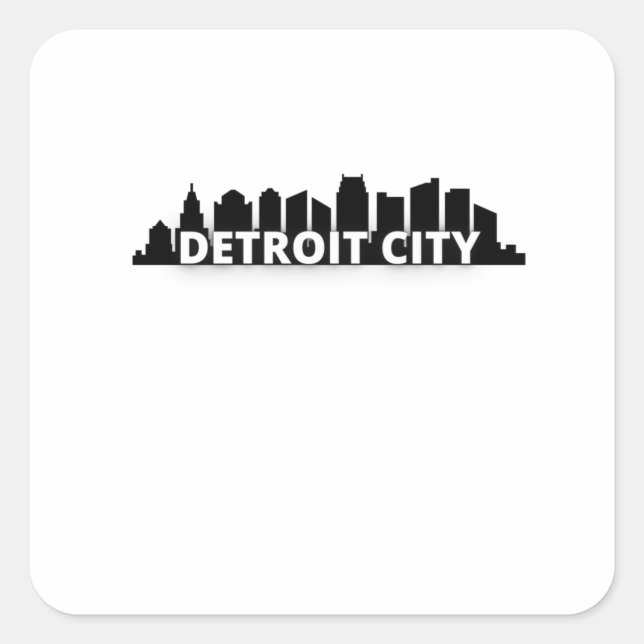 Sticker Carré Skyline de Detroit City (Devant)