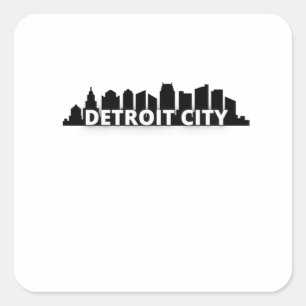 Sticker Carré Skyline de Detroit City